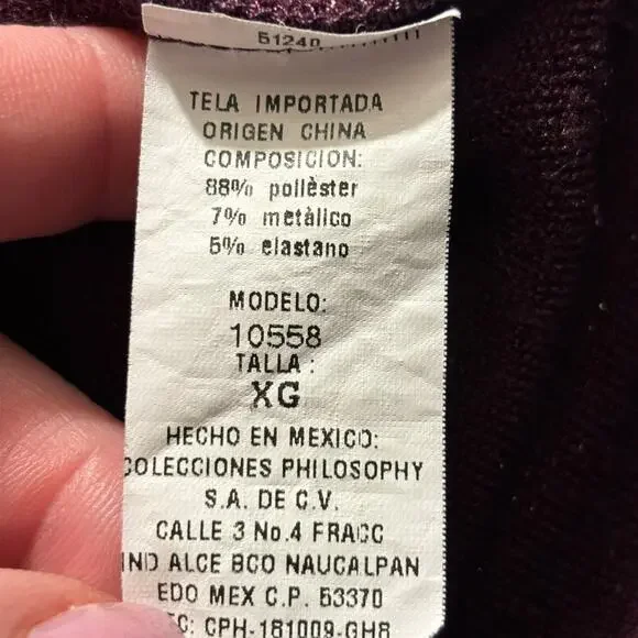 Philosophy Jr Studio Purple Sparkle Long Sleeve Cropped Shirt - XG (XL) - Picture 5 of 5